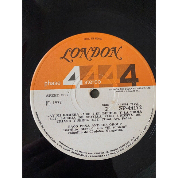 Paco Pena & His Group Flamenco Puro Live LP London Records Phase 4 SP 44172 VG+ - Picture 8 of 8